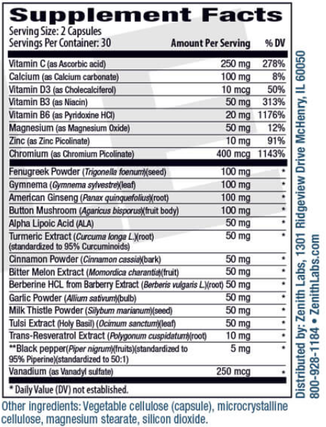 Blood Sugar Premier Supplement Fact